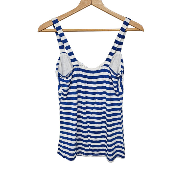 Vtg Womens Y2K Babydoll Tank Top Sz S Sweetheart Neck Blue Striped V Neck Preppy - Picture 3 of 7